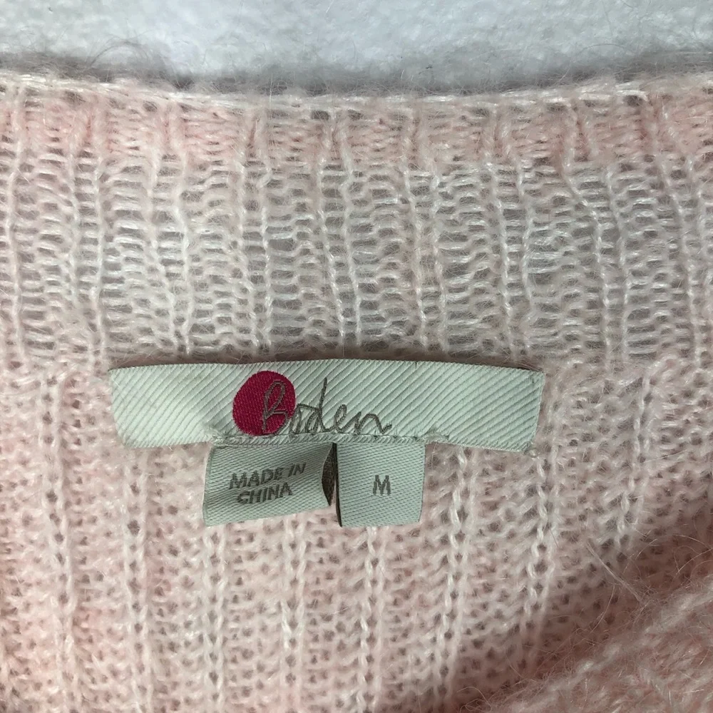 Boden Knit Sweater Mohair Blend Balloon Sleeve Textured Pink Pullover Medium - Picture 2 of 5